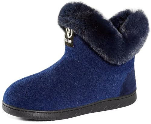 GURGER Zapatillas de Estar por Casa de Mujer Invierno Casa Botas Cerradas Calentitas Pantuflas de Casa Botines Altas Estar Azul Talla 38 39