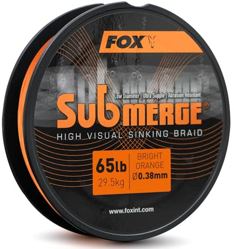 Fox Submerge Orange Sinking Braid - 300m geflochtene Angelschnur, Durchmesser/Tragkraft:0.20mm / 15.8kg / 35lb