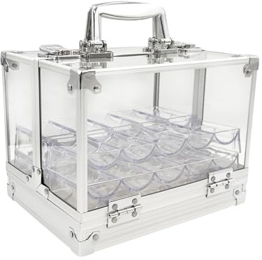 SEETOOOGAMES Acrylic Poker Chip Case - 600pcs Casino Chips Carrier with 6 Trays