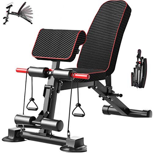 BOSHYUM Verstellbare Hantelbank, Faltbare Trainingsbank, 4-in-1, Faltbare Sit-Up-Bank, Schrägbank, Flachbank für das Heim-Fitnessstudio, Gewichtheben und Krafttraining. Versand von