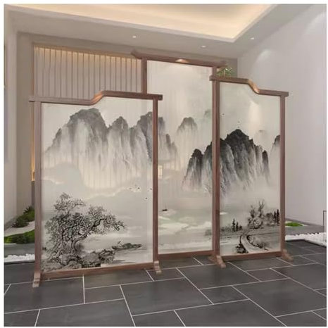 Nouveau Diviseur De Pièce En Bois Chinois, Écran Séparé De Partition De Confidentialité D'oeuvre D'art Combinaison D'écrans De Confidentialité À 3 Panneaux Pour Décoration À La Maison ﻿(Peach colored-