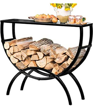 Support en fer noir pour bois de chauffage - Étagère de rangement pour entrée
