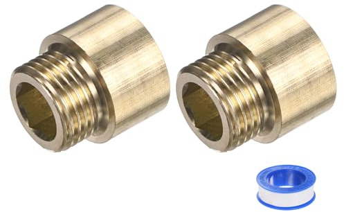 M METERXITY 1-Set Shower Head Extension Arm, Brass G1/2 Male to Female Extension Pipe Fitting Adapter with PTFE Thread Seal Tape for Shower/Faucet, Pipe Plumbing Coupler 1/25mm 3pcs