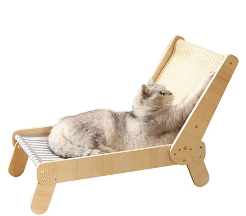 Gvblkq Hamaca para Gatos de sisal, Cama rascadora elevada, Gatos de salón Ajustable, diseño Ajustable en 4 Posiciones, tamaño Grande para Gatitos pequeños y medianos, Ideal para Uso en Interiores,