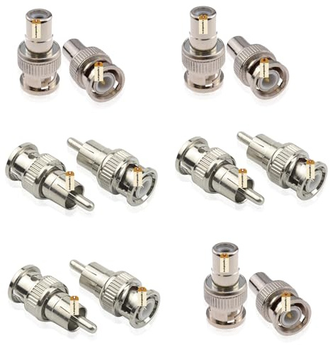 Lsgoodcare 12Pcs BNC RCA Connector Kit, Surveillance Video BNC Male to RCA Male Female Straight Coax Cable Connector Adapter for CCTV Camera ﻿ ﻿