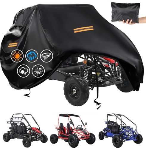 Fundas Grandes Impermeables para Go Kart, 420D Oxford de 2 plazas, Accesorios para Go Kart con ventilación de Aire, 4 Asas Reflectantes, 2 Hebillas Resistentes al Viento, Funda Protectora para Gokart