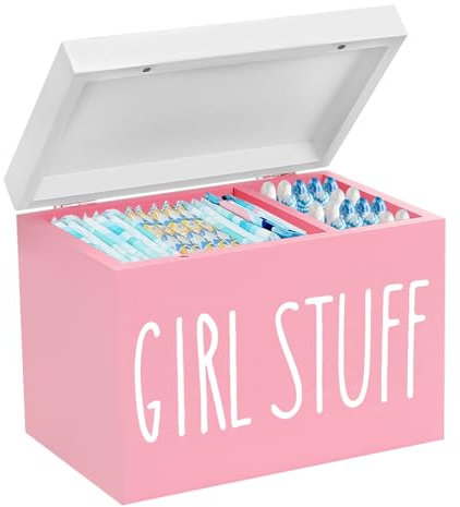 Yabound Wattestäbchen Spender, Tampon Aufbewahrung, Wattepadspender Holz, Binden Aufbewahrung für Badezimmer, Schminktisch, Wohnzimmer (B)