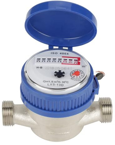 Cold Water Meter, 15mm 1 2 Inch with Fittings for Garden Inch Thread Flowmeters Home Usage and A Ive Cover