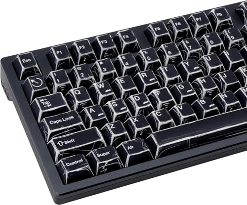 Clavier Manga minimaliste, 136 touches, Manga Japonais, Noir Keycap, PBT Dye Sublimation Custom Keycaps, Cerise Profil Keycap Set pour 61/64/87/104/108 Cherry MX Commutateurs Mécaniques