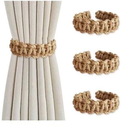 YZROHYI 4 Pezzi Fermatenda Boho,Intrecciato Fermatende da Esterno,Raccogli Tenda Interno,Embrasse per Tende,Cravatte per Tende,Ferma Tenda Decorazioni,Fermatende In Corda per Camera, Casa, Ufficio