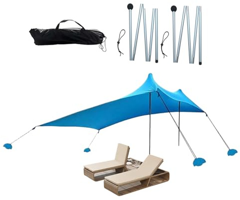 Tente de plage, abri de soleil, auvent de plage – Parasol de camping pour les loisirs d'été, utilisation familiale, léger, portable