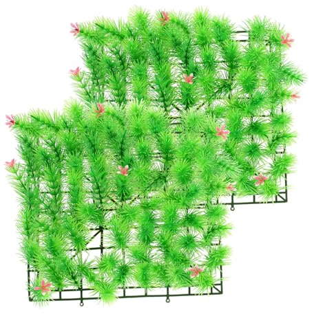 Toddmomy 2pcs Artificial Grass Plants Fake Aquarium Plastic Turf Lifelike Fish Tank Decorations for Underwater Scene