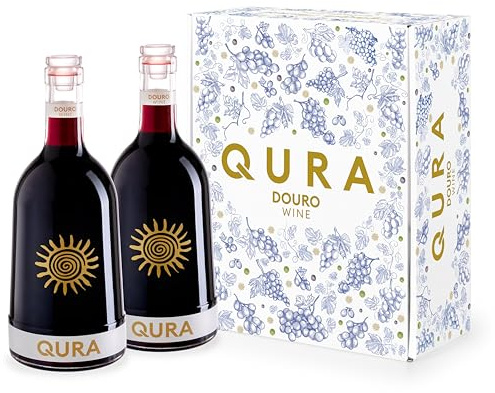 QURA – Vino Tinto DOC Douro Edición Especial | Estuche de Vino para Regalar | Pack Vino para Regalar 2 Botellas | Cosecha 2023 | 13,5% vol | Color rubí | Fruta fresca y final largo