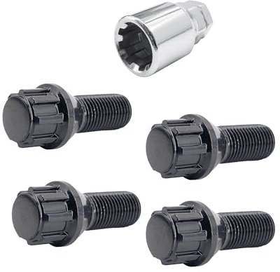 Simoni Racing BRA/40N - Kit de 4 pernos antirrobo para ruedas con llave, 19 mm, M14 x 1,5, longitud 25 mm, color negro