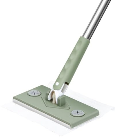 Homeponnew Mini balai à poussière plat à tête pivotante à 360° pour cuisine, salle de bain, mur et nettoyage avec tampon amovible en microfibre lavable (balai simple)