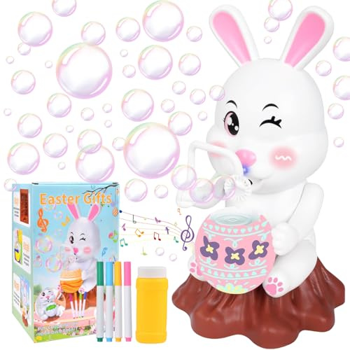 Macchina per bolle di sapone pasquale per bambini, set di decorazioni per uova di Pasqua, giocattolo per bolle di sapone, macchina automatica per bolle per compleanni, feste, matrimoni, Pasqua