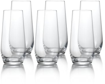 klink LONDON Dalston Crystal Glass Highballs – Set of 6 Lead-Free Crystal Drinking Glasses, 555ml Minimalist Modern Long Drink Glasses, Dishwasher Safe Cocktail & Water Glasses