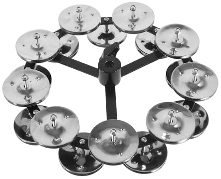 VANZACK Pandereta Hi-hat para Platillo de Batería Doble, Aleación de Aluminio y Abs, Mejora Ritmo y Tonalidad, Color Plata Adecuado para Actuaciones