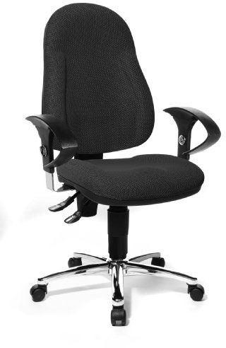 Topstar Wellpoint 10 Deluxe, ergonomischer Bürostuhl, Schreibtischstuhl, Muldensitz, inkl. höhenverstellbare Armlehnen, Stoffbezug schwarz | Made in Germany | Ergonomisch | Drehstuhl, Schreibtischstuhl | höhenverstellbar | Geprüfte Sicherheit nach GS-Intertek
