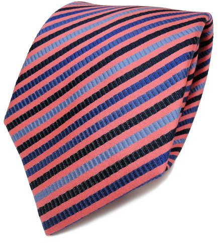 TigerTie Designer Seidenkrawatte in rosa rosé blau royal gestreift