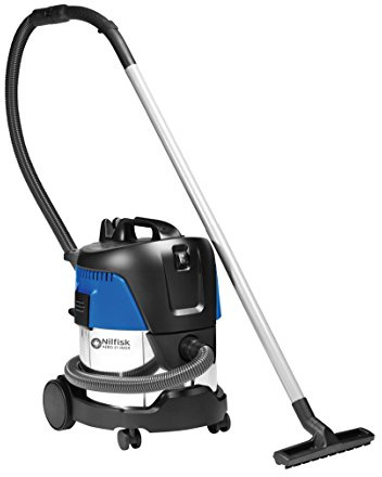 Nilfisk 107406602 - Aspirador compacto de agua y polvo, 1250 W, depósito 20 l, caudal de aire 3600 l/min, color negro y azul