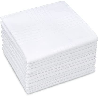 Selected Hanky Men's Handkerchiefs,100% Soft Cotton,White Classic Hankie Pack of 6