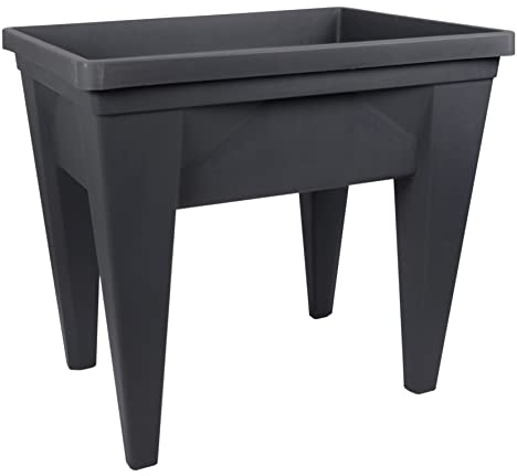 EDA - Espace Potager Veg&Table MAX 85L - Zone Rétention d'Eau - Pieds Creux avec Bouchon Evacuation - 75,6 x 55,6 x 68 cm - Gris anthracite