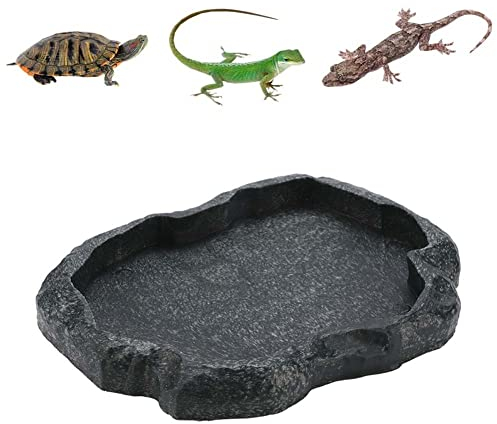 Reptile Rock Food Dish Trinkschale Wassernapf Reptile Feeder Bowl Pet Feeder Dish für Tortoise Lizard Gecko Chameleon(M Grün)
