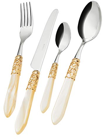 Casa Bugatti, Melodia MLDAM-S6050 Lot de 24 viroles dorées, couleur ivoire