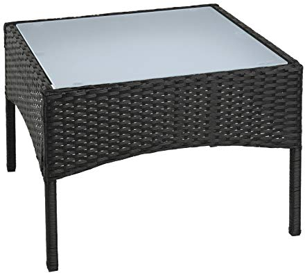 ESTEXO Polyrattan Beistelltisch Rattan Tisch Gartentisch Balkontisch Loungetisch Möbel (Schwarz)