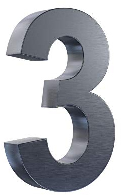 3D Hausnummer 3 Edelstahl anthrazit RAL7016 Arial Hausnummernschild Gebäudenummer Türnummer für die Montage im Außenbereich Rostfrei Witterungsbeständig Pflegeleicht Schriftart Arial