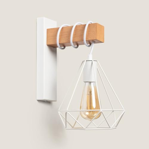LEDKIA LIGHTING - Lampada da Parete Sardo | Stile Industriale Retrò | Compatibile con Lampadine E27 220-240V | Per Interni IP20 | Finitura in Metallo, Bianco