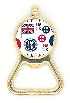 Union Jack I Love UK Heart-shaped Country Beer Bottle Cap Opener Stainless Steel Key Chain