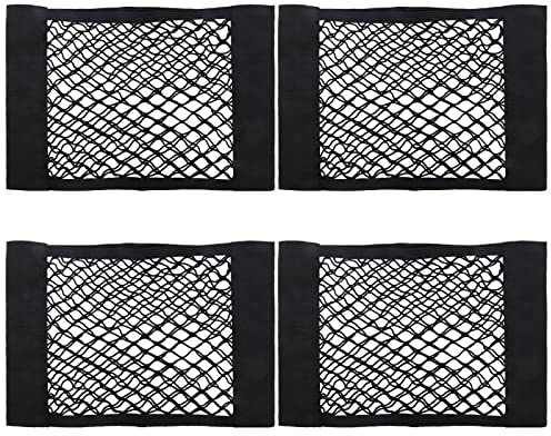 Universal Car Pouch Mesh Ceiling Netting Storage Auto Wall Sticker Net Pocket Elastic Trunk Organize Bag Black Load Cargo Mesh Storages Holder,4 Pack