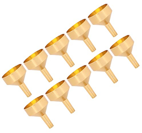 Imbuto piccolo in metallo, imbuto minuscolo facile pulire per il trasferimento di profumi cosmetici per il riempimento di bottiglie(Imbuto d'oro)