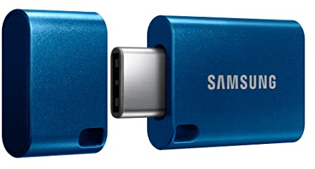 Samsung Type-C USB Flash Drive, 256GB, Transfers 4GB Files in 11 Secs w/Up to 400MB/s USB 3.2 Gen 1 Read Speeds, Compatible w/USB 3.0/2.0, Waterproof, 2022, Blue, MUF-256DA/AM