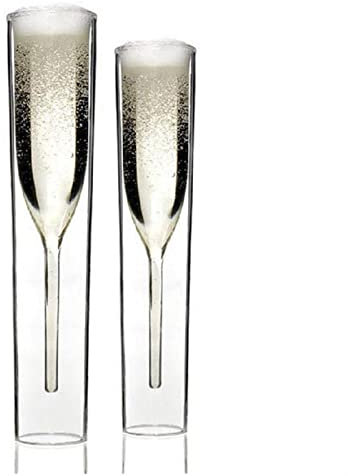 WMDSYGD Verres à vin 2 Pcs Coupe de Verre à Bulle de Verre à Bulle de Verre de mariée à Double paroi de Cristal à Double paroi Verres à bière (Color : Clear)