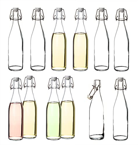 BigDean 12 Glasflaschen mit Bügelverschluss 500 ml mit robustem Bügel | Draht-Bügelflasche zum Ansetzen von Ölen, Alkohol, Likören, Säften - Luftdichte Drahtbügelflasche - Made in Germany
