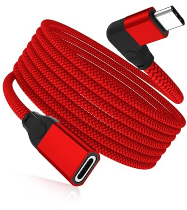 RUXELY USB C Verlängerungskabel 2M,Winkel Typ C 3.1 Gen2 10Gbps Buchse auf Stecker Adapter,Winkelstecker PD Power Thunderbolt 3 Extension Cable für Macbook Mac,iPad 8 Air 5,iPhone 13 14,Steam Deck | Winkel Type C 40Gbps,Thunderbolt 3 Adapter Verlängerungskabel für MacBook Pro,iPhone 17e 17 Pro,iPad Air Mini 7,Galaxy S26