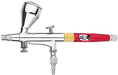 Farbspritzpistole Gravity Dual-Action Mini 9cc Airbrush Abnehmbarer Flüssigkeitsbecher Farbe Nagelspritzpistole Makeup Paint Set Face Tattoo Art DIY Red Gold Sand Blaster Gun Kit (Color : NC