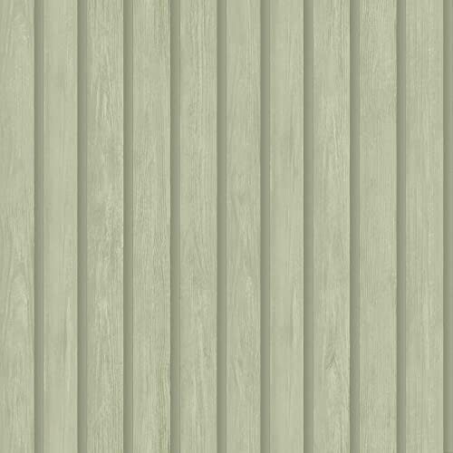 Holden Wood Slat Wallpaper Wooden Slats 3D Effect Soft Green 13300