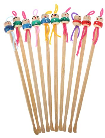 10Pcs Bamboo Ear Cleaner Ear Pick Ear Spoon Earwax Curette Remover Earpick Tool Hanging Clean Tool for Ear Adult Child Ear Care for Dogs Ear
