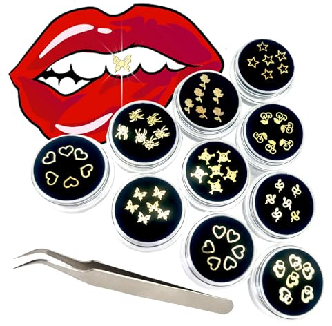 Chamon Tooth Gems Gilding Kit, 10 Boxes 4-6 mm, Professional Starter Set with Teeth Decoration Tools