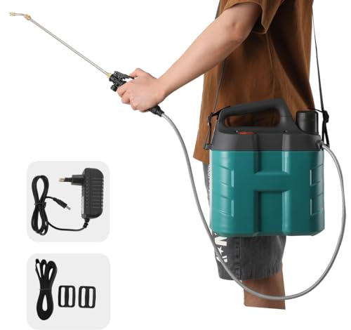 COYWEH Akku Drucksprüher inkl. Li-Ion Batterie und Ladegerät - 8 Liter - Gartenspritze für Garten/Weingut/Rasen, mit 52 cm Edelstahl Sprühlanze, 1m Schlauch，Unkrautspritze mit Messingdüse