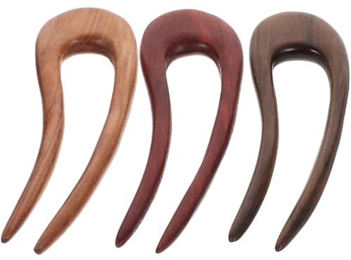 DOITOOL 3 Stück U-Förmige Haarnadeln Aus Holz Vintage Haarnadeln Für Frauen Elegante Haarspangen Für Hochzeit Abschlussball Und Alltag 4.5 Zoll Länge