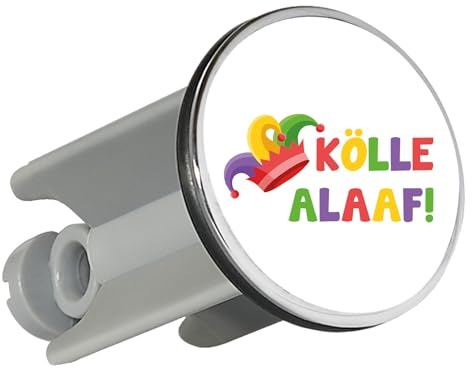 Huuraa Waschbeckenstöpsel Kölle Alaaf Narrenkappe Geschenk | Universal Stopfen 4cm höhenverstellbar Abflussstopfen Geschenkidee Stöpsel mit Motiv für das Waschbecken