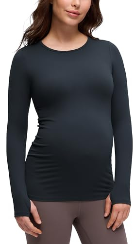 CRZ YOGA Dam, mammamode, långärmad amningströja, mammaskjorta, gravidkläder, amningstopp, långärmad skjorta, toppar, Äkta marinblå, 38