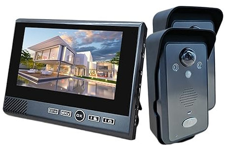MZZYG Visual Doorbell 7 Inch 2.4G Wireless Video Intercom Punch-Free Motion Detection Long Standby Visual Doorbell Security System For Home For Home Security(Size:818-1-2)