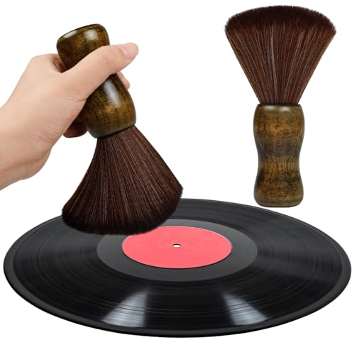 Vinyl Record Cleaner Brush, Anti Static Dust Remover with Fine Fiber Bristles, Wood Record Brush Accessories for Vinyl Albums LP CD Cartridge (Brownish Green)