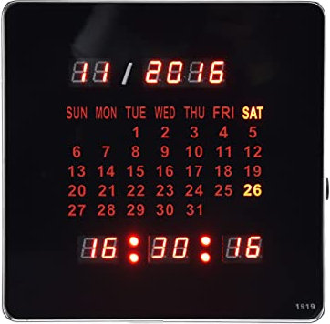 Riuulity LED-Digital-Wanduhr, Einfache Digitaluhr für Wanduhr, Digitale Große Wetterüberwachungsuhren (EU-Stecker)
